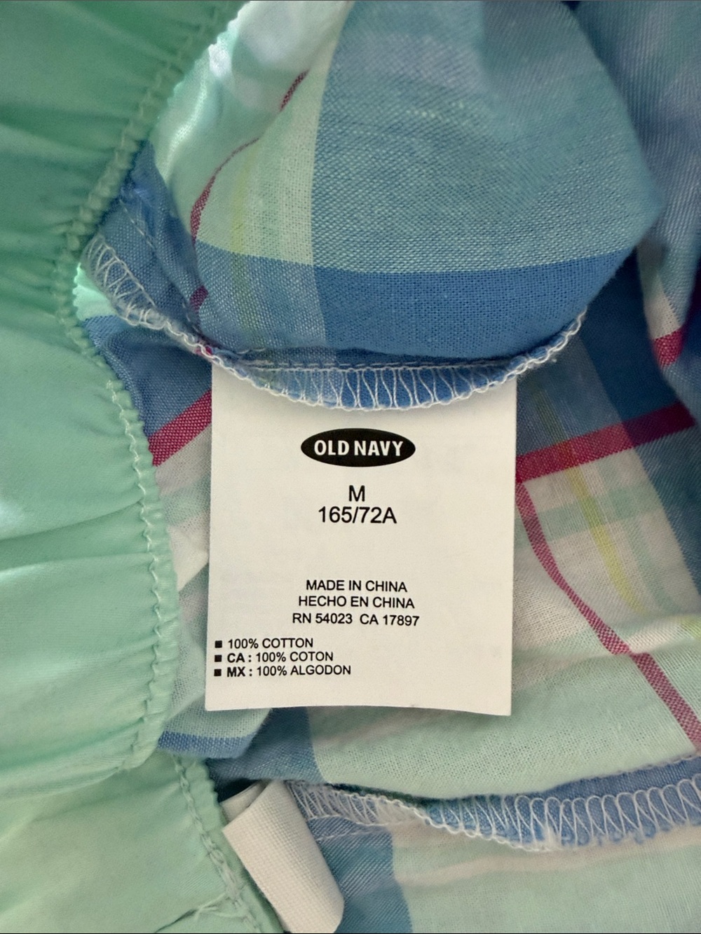 Old Navy Plaid Cotton Lounge Shorts in Blue and Mint - Picture 4 of 6